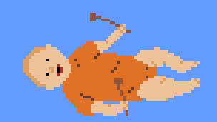 Pixel art of Amelia on drums