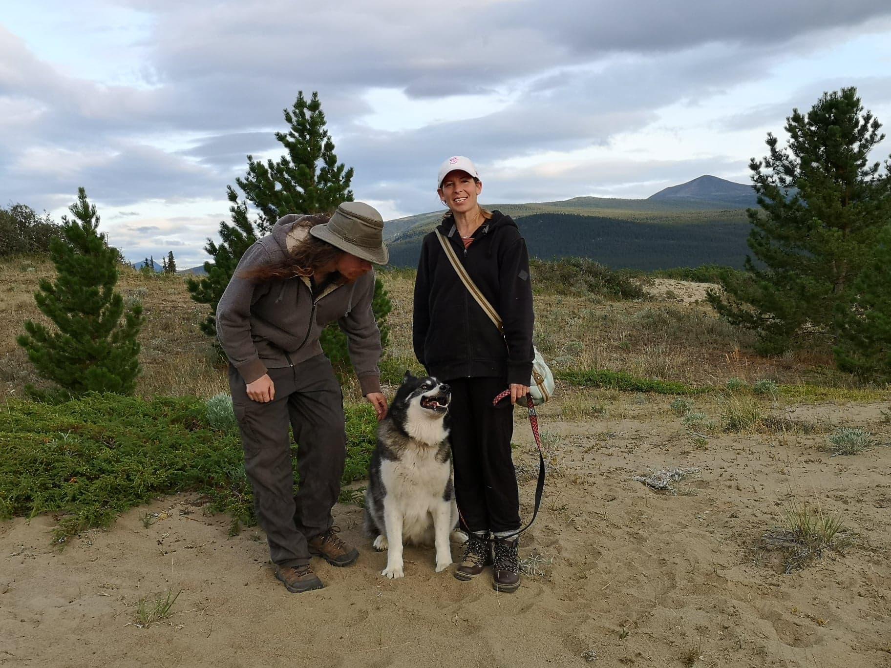 Jenn Matt and Shadow in Carcross wilderness
